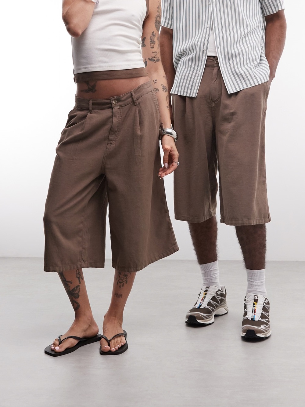 Collusion longline shorts brown